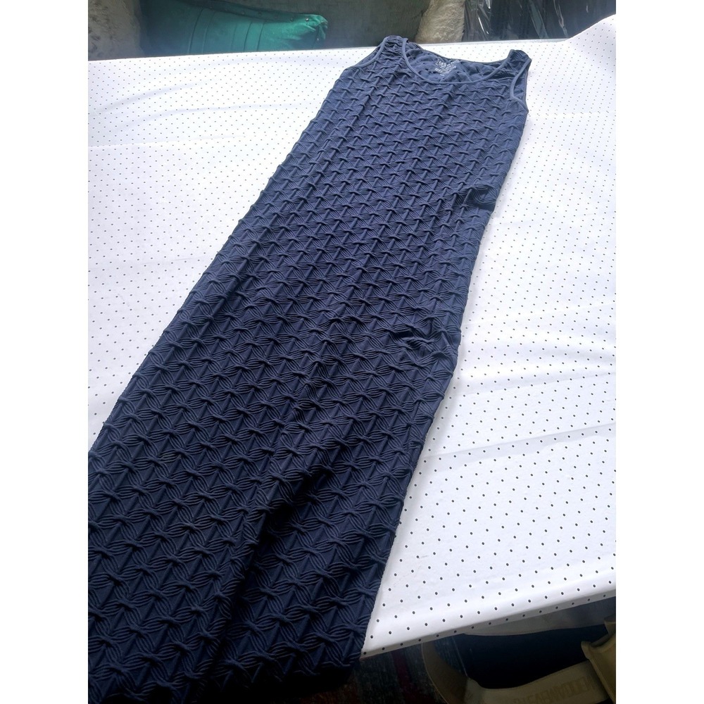 Tees By Tina Textured Maxi Dress Blue Seamless Made In USA